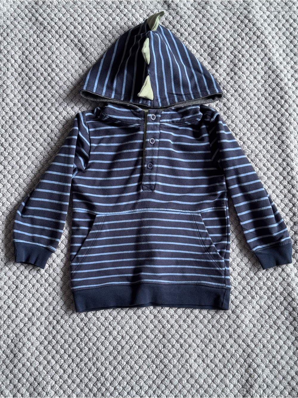 Tommy Bahama Boy  Navy and Light Blue Striped Dino-Hood Kids Sweatshirt 3T